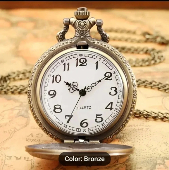 Other - Vintage Aircraft Quartz Pocket Watch Steampunk Army Military Necklace Chain NWT